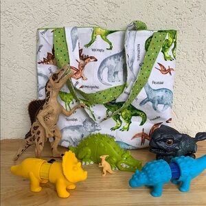 Dinosaur Toy Set with Tote Bag perfect for your dino- obsessed prechooler!